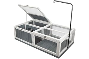 AMZOSS Wooden Tortoise House Indoor Outdoor Tortoise Habitat Reptile Cage with Removable Waterproof Tray, Home Small Animal Breeding Box Amphibians Enclosure Cage for Gecko Lizard Snake 43 x 24 x 13 in