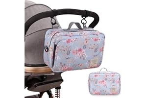 MOMIGO Baby Diaper Caddy for Outdoor - Tote Baby Stroller Bag Nursery Storage Bin for Diapers, Wipes & Toys (Pink)