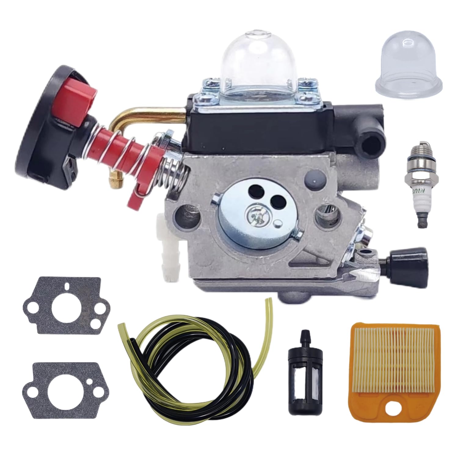 View 1 of 4237 120 0621 Carburetor for STIHL 4237/21 HS82 HS82T HS82R HS87T HS87R Hedge Trimmers Parts with Air Filter Fuel Filter Kit