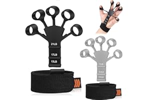 Wuvee Grip Strength Trainer Finger Strengthener-Hand Strengthener 6 Resistant Level Exerciser-Adjustable Hand for Therapy, Relieve Pain Arthritis(Black+Grey, 2PCS) shouzhi-01