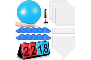Jenaai 18 Pcs Sports Kickball Set Includes Playground Ball 5 Rubber Throw Down Bases Ball Pump Scoreboard Net Bag 10 Foul Line Cones for Adults Playground Backyard Game(10 Inch,Blue)