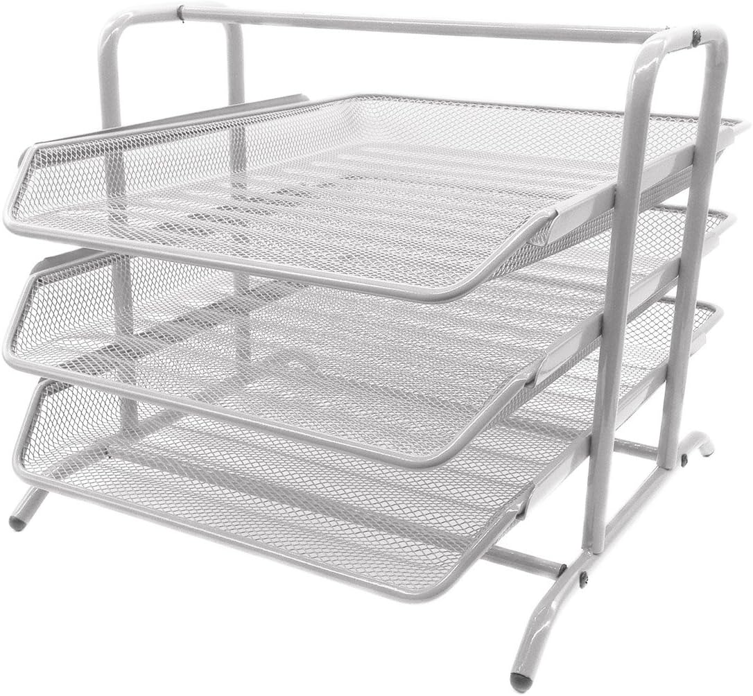 EasyPAG Mesh 3 Tier Office A4 Filing Tray Desk Tidy File Holder Desktop