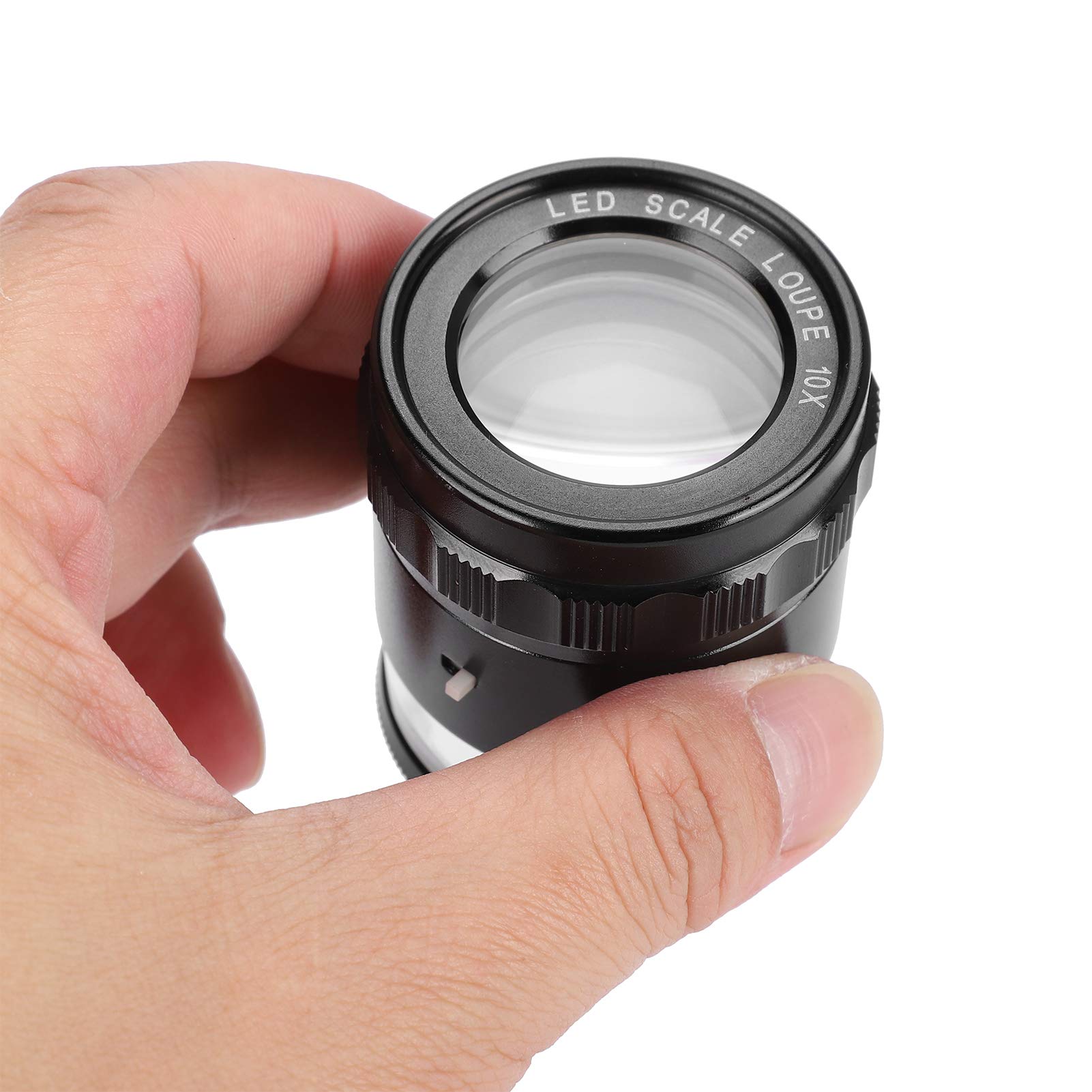 Dilwe 8 LED 10X Magnifier Loupe, High Definition Adjustable Magnifying Glass Scale Loupe, Portable Jewelers Eye Loupe Magnifier 10X