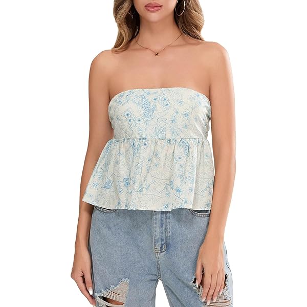 トップス FOIL PRINT BABY TUNIC TOP Haptics Floral Print Peplum Babydoll Top in Teal/Scarlet