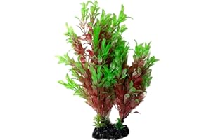 Mipukbay Fish Tank Decorations, Fake Aquarium Plants Artificial Fish Tank Decorations, Plastic Aquarium Plants Decorations (1PC, Red and Green)