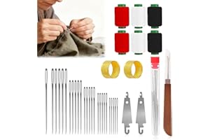 OJJ 37Pcs Sewing Tool Set, 2026 New Big Eye Steel Sewing Needle Kit, Threader and Needle Repair Kit Stainless Steel Needles for Hand Sewing