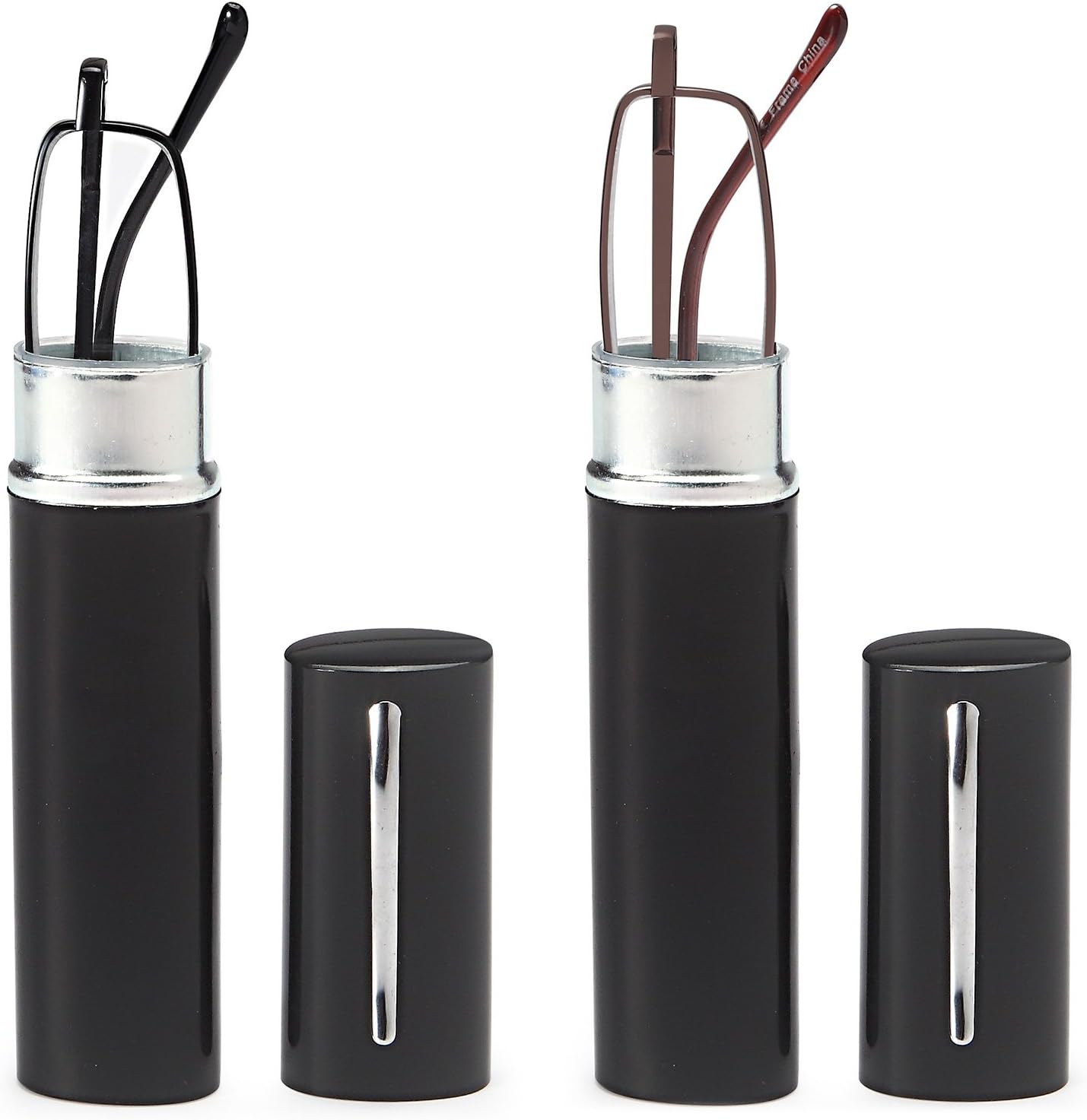 DOUBLETAKE Reading Glasses - 2 Pairs Slim Pocket Readers with Pen Clip Case