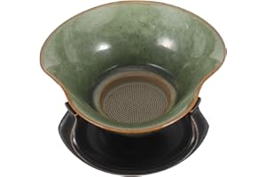 Kichvoe Ceramic Tea Strainer Set for Loose Leaf Tea with Porcelain Infuser and Drip Tray Vintage Style