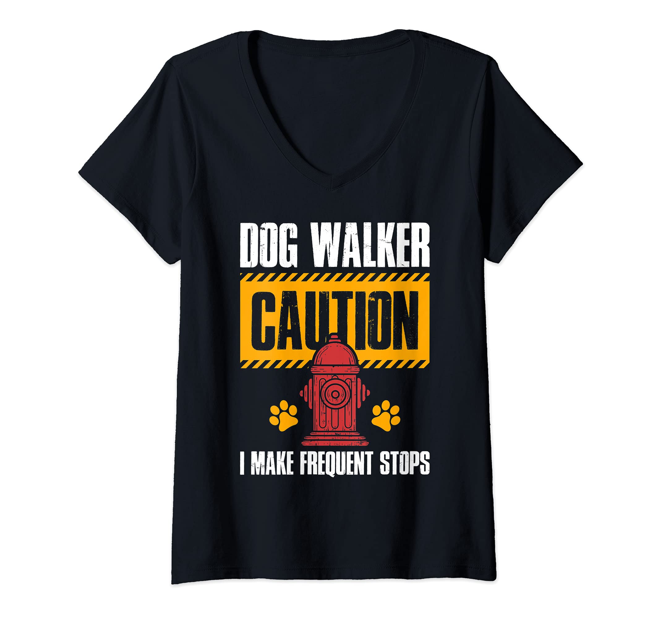 Womens Dog Walker V-Neck T-Shirt