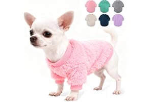 GENERIC Dog Sweaters for Small Dogs, Winter Fleece Puppy Sweaters for Teacup Yorkie Chihuahua Clothes, Cute Pink XXS Dog Sweater Warm Soft Pet Outfit Apparel