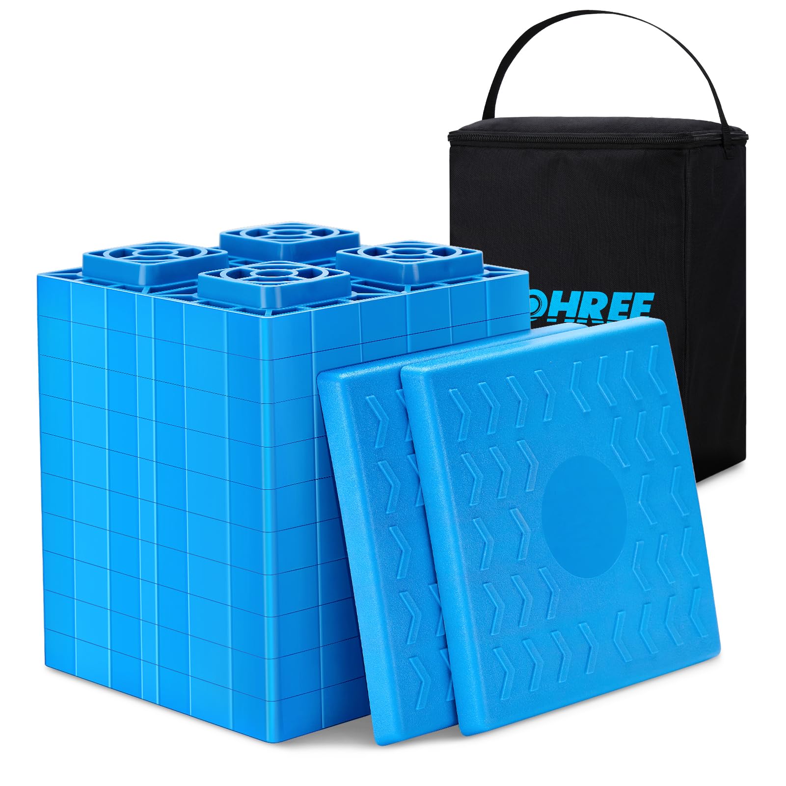 Photo 1 of Kohree Heavy Duty RV Leveling Blocks, 12 Pack Camper Leveling Blocks with Storage Bag, Interlocking Sturdy RV Blocks for Single and Dual Wheels, Stabilizer, Jack, Travel Trailer Accessories