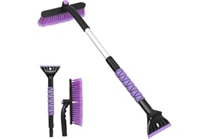 Gardzen 32" Snow Brush and Ice Scraper for Car Windshield, 2-in-1 Car Snow Brush and Ice Scraper, Extendable Snow Scraper with Brush, Snow Removal for Cars SUVs
