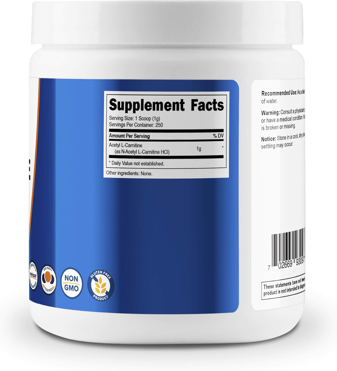 Nutricost Acetyl L-Carnitine (ALCAR) 250 Grams- 1G Per Serving - 250 Servings: Health & Personal Care