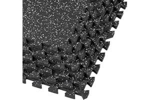 Xspec 1/2" Thick 48 sq ft (12 Tiles) Interlocking Rubber Top EVA Foam Exercise Mat | Workout Mats for Home Gym Flooring Tiles for Gyms, Fitness Rooms | Durable Grip Protective Flooring