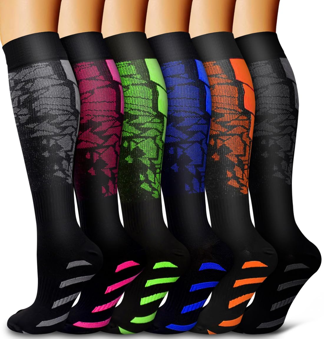 Photo 1 of Bluemaple 6 Pack Copper Compression Socks for Women and Men Circulation-Best Support for Medical, Running,Nursing,Athletic