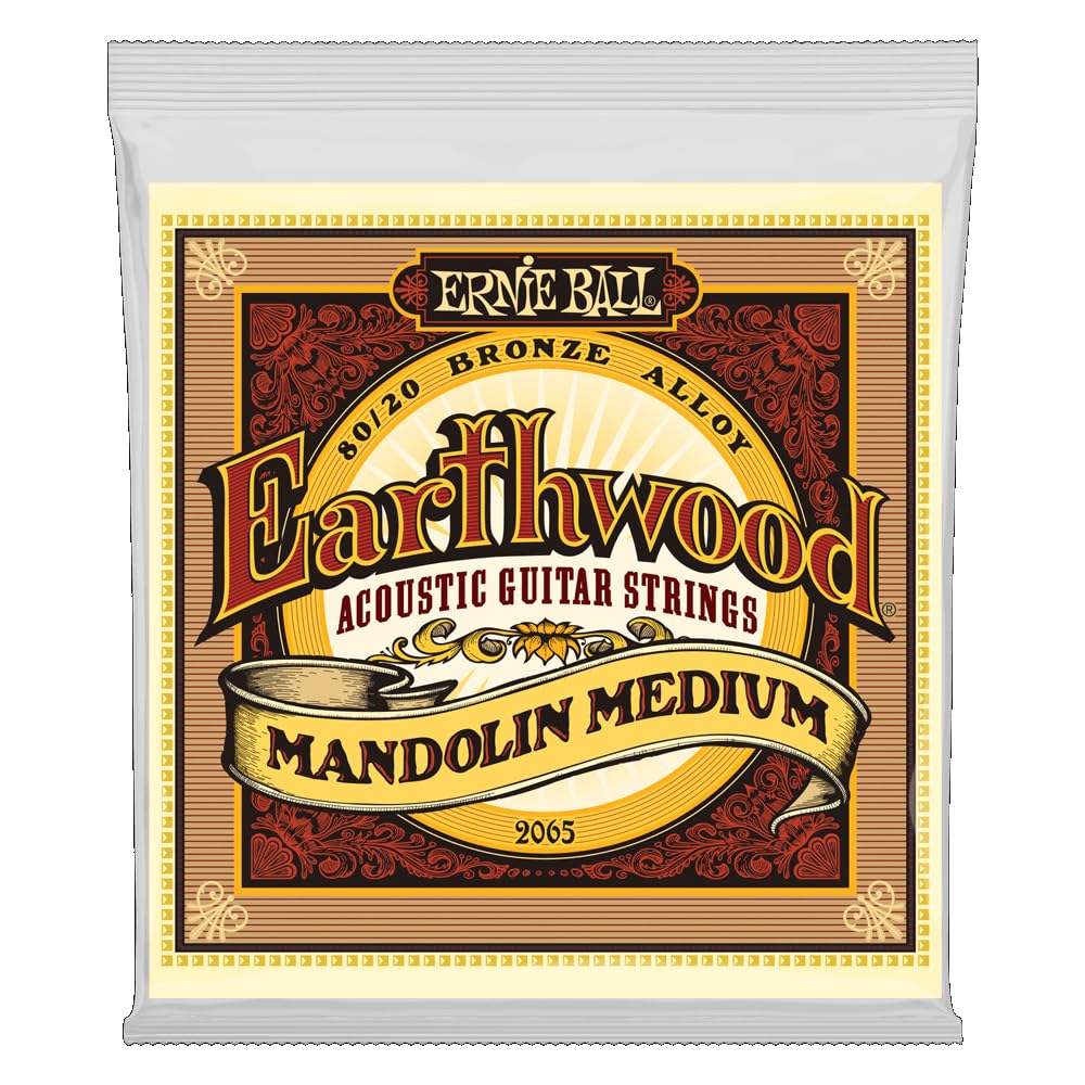 Ernie Ball P02065 Earthwood Mandolin Medium Loop End 80/20 Bronze Acoustic Guitar Strings - 10-36 Gauge