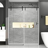 Chabatree Shower Door 60" W x 76" H Frameless Sliding Shower Door,Frameless Shower Door with Sealing Strip and Waterproof Han