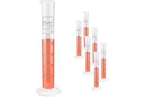 OKULAB 6 Pcs Economic Graduated Measuring Cylinder, 6pcs of Vol.25ml, PP material, with Blue Printed Graduation,MCP25A6
