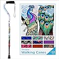 NOVA Designer Walking Cane with Offset Handle, Lightweight Adjustable Walking Stick with Carrying Strap