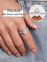 Oivley 2CT Pear Shaped Engagement Rings for Women
