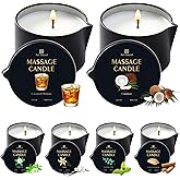 6 Pack Massage Oil Candles 2.35 oz Low Temp Soy Massage Candles 6 Scent Spa Therapy Body Oil Home Valentine's Day Gift for Relaxation, Couples, or Self-Care