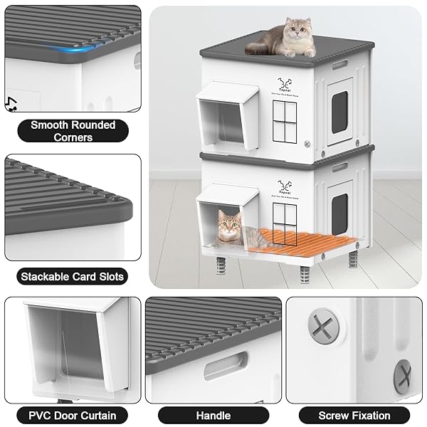 DAHIVS HEATED CAT HOUSE FOR OUTSIDE, HIGH INSULATED HEATED OUTDOOR CAT SHELTER 100% WEATHERPROOF WITH ESCAPE DOOR, ELEVATED OUTDOOR CAT HOUSE WITH HEATER FOR FERAL STRAY BARN CAT KITTY 17.7″X17″X17.5″
