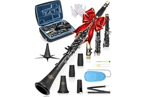 AKLOT B Flat Concert Clarinet: Precision Tone Hole Design for Stable Intonation, Durable Black Nickel Keys, Including Leather Hard Case, Barrel, Stand, Full Cleaning Kit (Aria-EN)