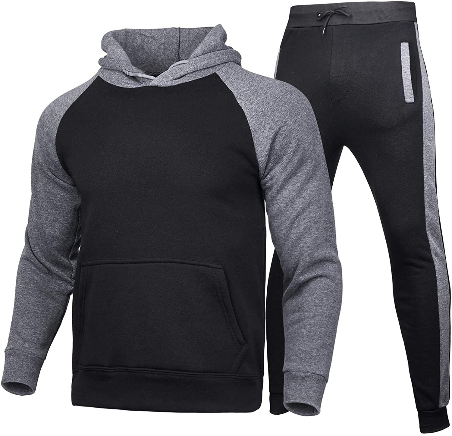 Mens Winter 2 Piece Tracksuit Sweatsuit Set-Fleece Pullover Hoodie Sweatshirt and Sweatpants Activewear Outfit Sets