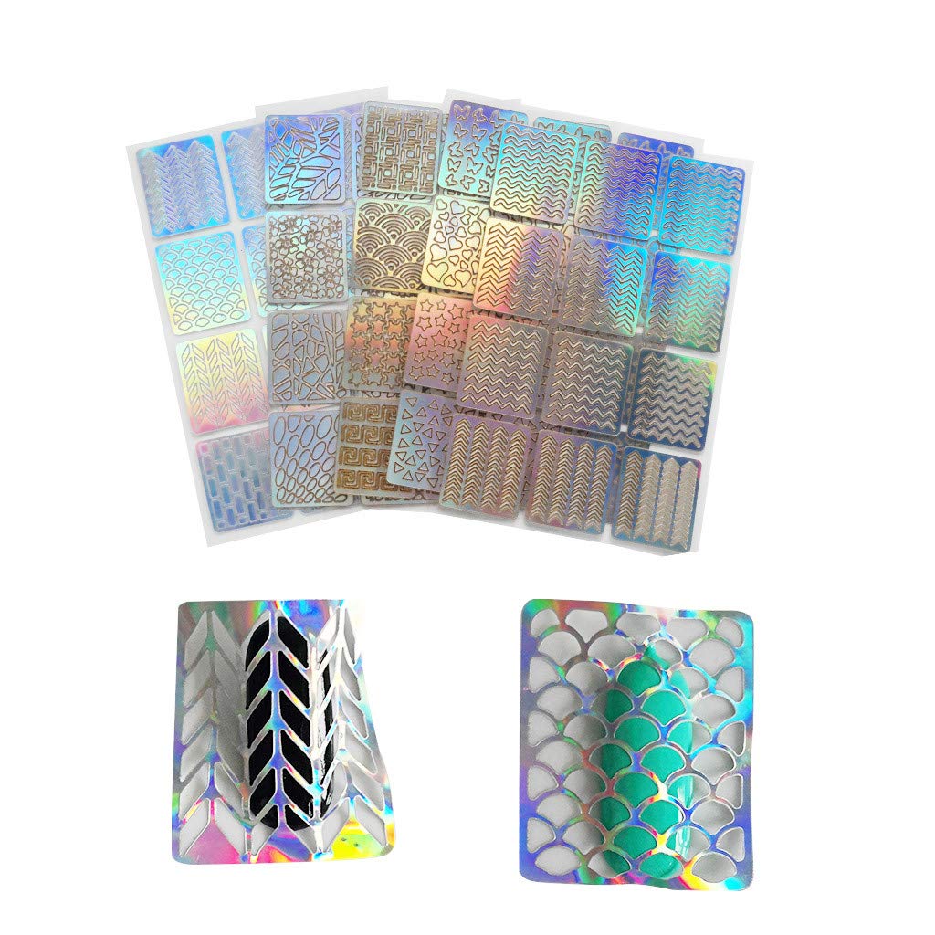 ❤Lemoning❤ Many Different Designs 60 Pieces 5 Sheets Nail Sets Vinyl Stickers Stencils Cu
