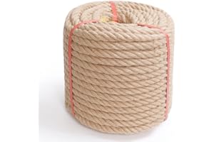 BZ&BX Natural Hemp Rope,1 Inch×50 Ft Jute Rope, Twisted Manila Rope, Twine String Indoor Outdoor DIY Thick Rope Home Decor Crafts for Bundling, Climbing, Hammock, Nautical, Tug of War
