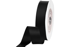 VATIN 7/8 inch Double Faced Polyester Satin Ribbon Black-Continuous 25 Yard Spool, Perfect for Wedding Decor, Wreath, Baby Shower,Gift Package Wrapping and Other Projects