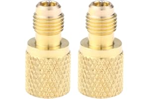Mtsooning 2 Pcs R134A Brass Adapter Fitting, 1/4" Male to 1/2" Female Freon Refrigerant Tank Adapter with Valve Core Replacement for AC Refrigerant System Vacuum Pump Port Connection