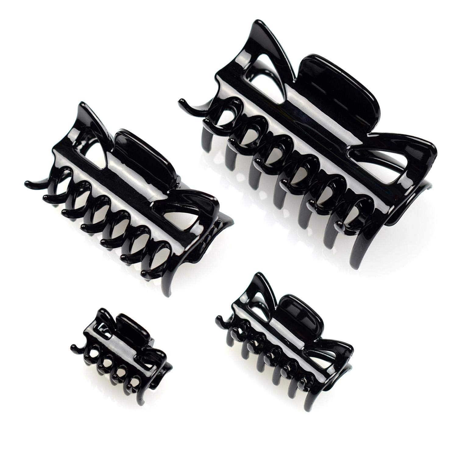 Basic Sense 4 Pcs Assorted Size Hair Claw Clips For All Hair Types, Strong Hold Durable