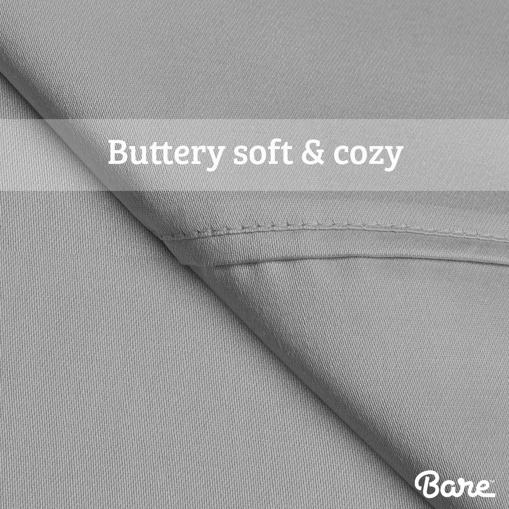 Bare Home Twin XL Sheet Set - College Dorm Size - Premium 1800 Ultra-Soft Microfiber Sheets Twin Extra Long - Double Brushed - Hypoallergenic - Wrinkle Resistant (Twin XL, Light Grey): Home & Kitchen