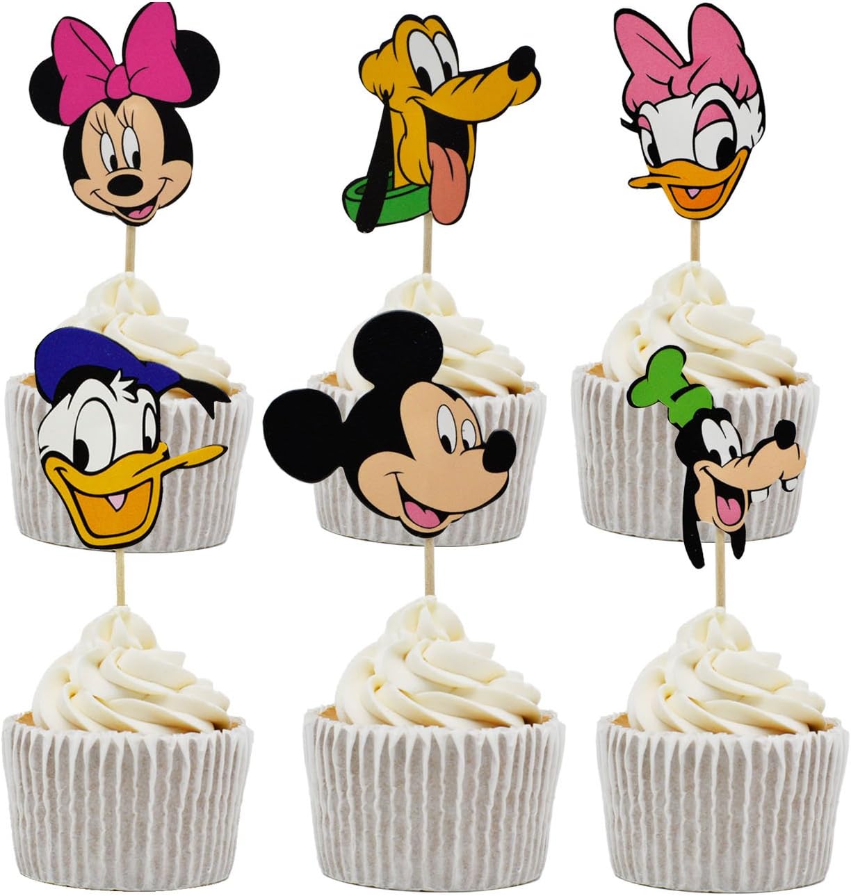 Betop House 24pcs Mickey Themed Birthday Party Baby Shower Decorating Cake and Cupcake Toppers