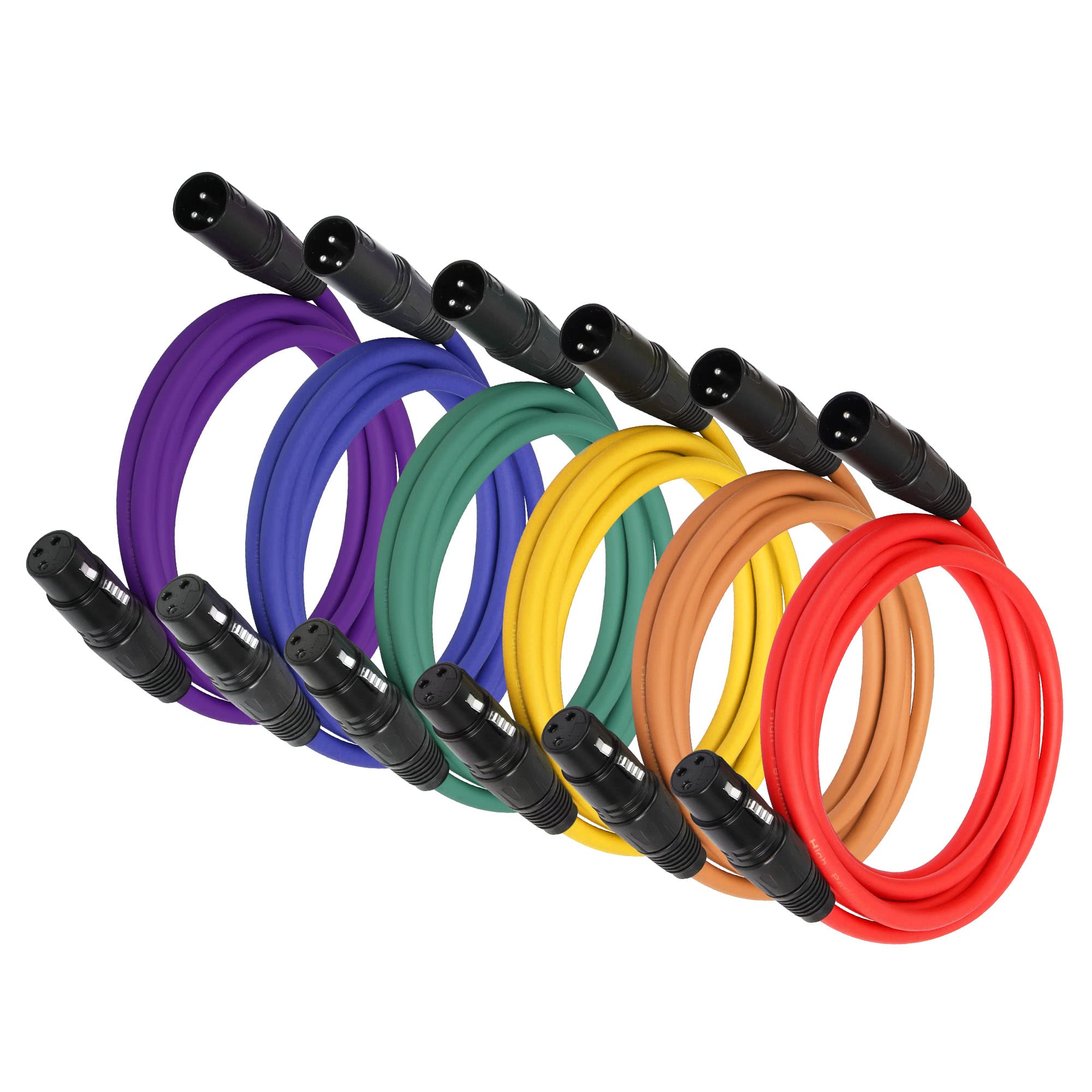 SinLoon 6Pack XLR Cable DMX 3Pin M to F Coloured Extension Cables for Studio Recorder, Mic, Mixer, Speaker System-6.5FT