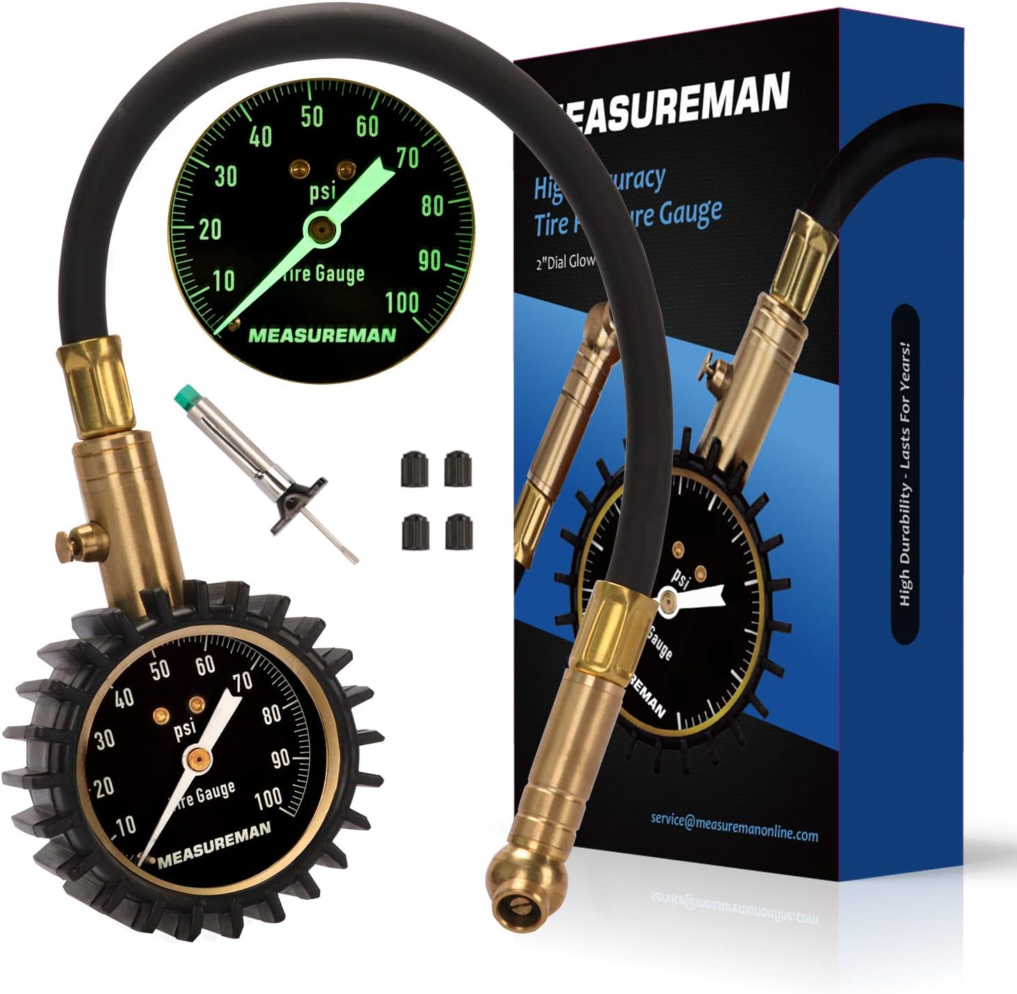 Pressure Hold and Release 100 PSI 360 Degree Swivel Tire Tread Depth