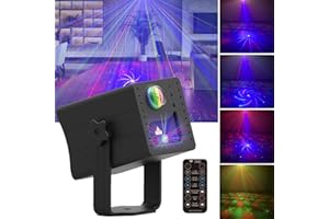 ADDBITCOLOR Portable Rechargeable RGB Laser-LED Light Sound Activated Projector for DJ Disco Stage Party Xmas Decorations Pub KTV Bar Dance Gift Birthday Wedding in-Car Travel Show Home Camp Trip