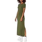Amazon Essentials Women's Jersey Standard-Fit Short-Sleeve Crewneck Side Slit Maxi Dress (Previously Daily Ritual)