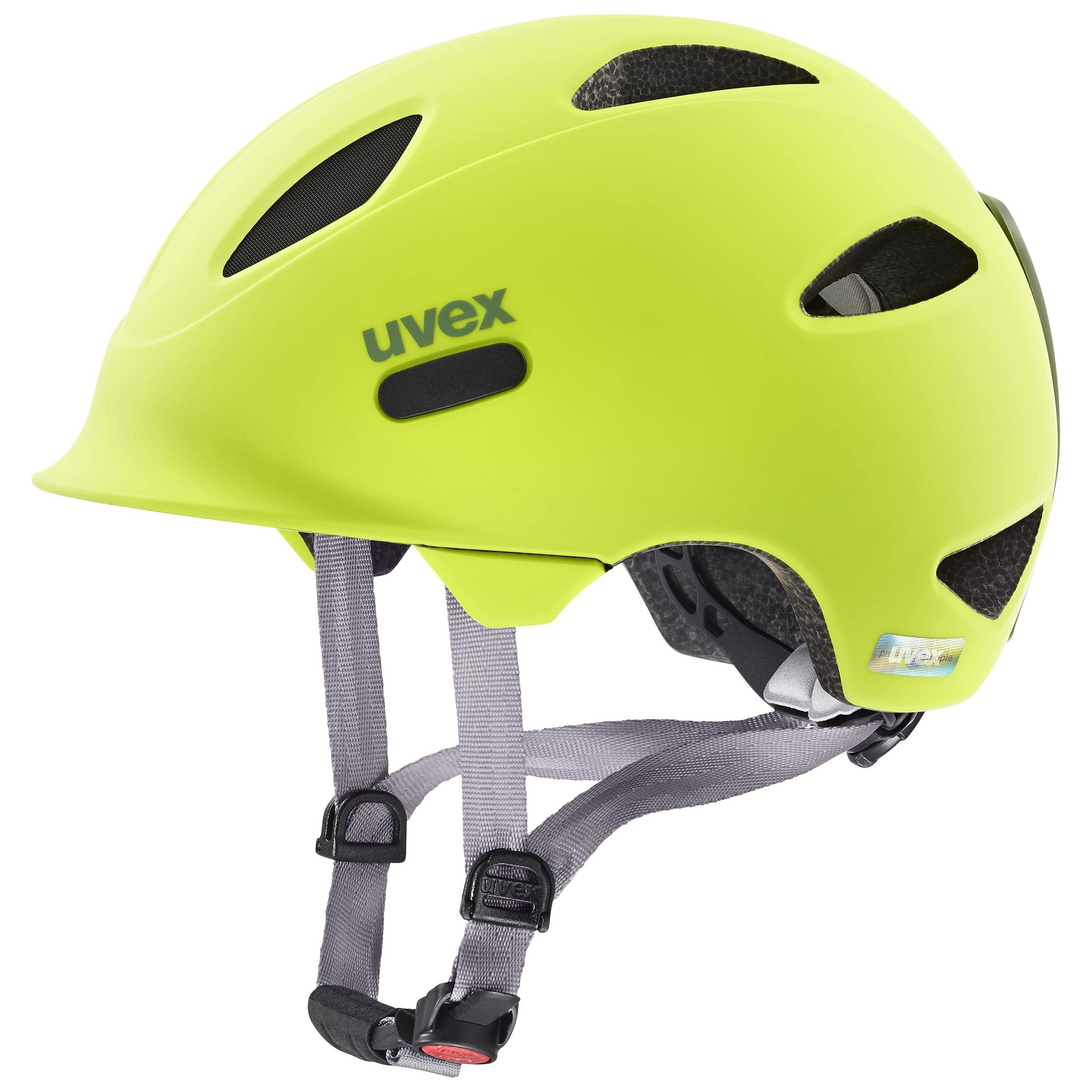 uvex Oyo - Lightweight Kids Bike Helmet for Children - Individual Fit - Upgradeable with an LED Light - Neon Yellow-Moss Green Matt - 50-54 cm