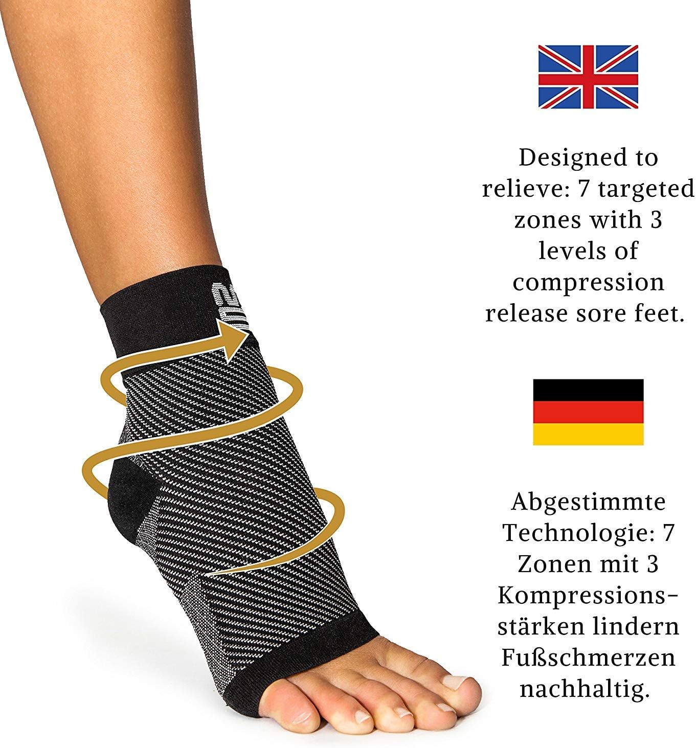 Modetro Sports Ankle Support Men Women - 2 Pack Plantar Fasciitis Socks - Ankle Brace Sleeve Ligament Damage, Sprained Ankle, Running - Image 5