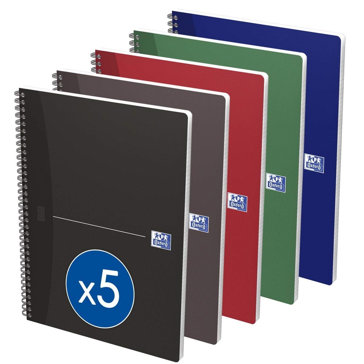 Oxford Office Essentials A4 Card Cover Wirebound Notebook,180 Page - Assorted Colours, Pack of 5
