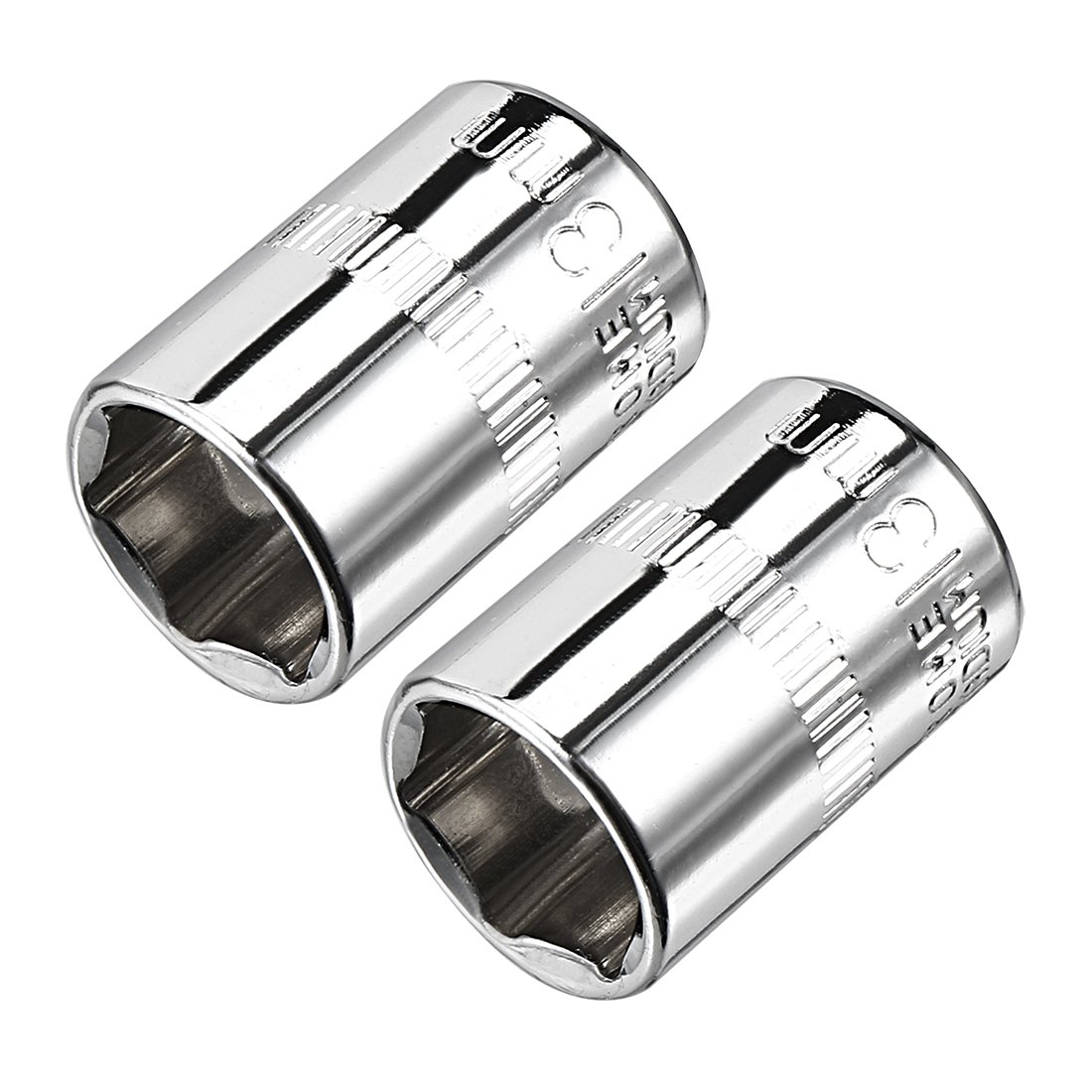 Sourcingmap 2 Pcs 1/4-Inch Drive 13mm 6-Point Shallow Socket, Metric, Cr-V (Polishing)