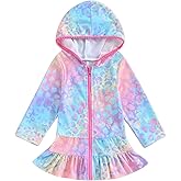 MAYUMMPY Kids Girl Swim Cover Up Swimsuit Zipper Beach Pool Bathing Suit Hoodie Dress Terry Coverup Swimwear