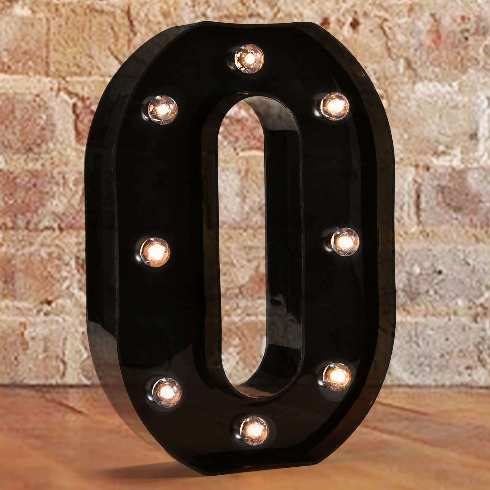 Photo 1 of Decorative LED Illuminated Letter Marquee Sign - Alphabet Marquee Letters with Lights For Wedding Birthday Party Christmas Night Light Lamp Home Bar Decoration O, Black