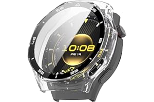 [2 Pack] Waterproof Hard Case with Tempered Glass Compatible with Huawei Watch GT 6（46mm）, Ultra-Thin Anti-Fall Protective Co