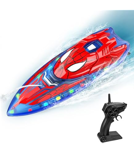 DEERC Set De 2 Barcos RC De 32 Cm Con Luces LED – 4 Baterías, Sistema Anti-vuelco Y Modo Wave Rider