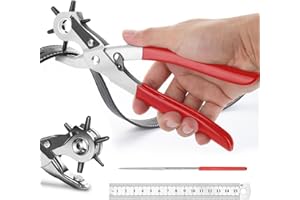 Belt Hole Puncher, 6 Size Revolving Leather Hole Punch Tool, Heavy Duty Leather Hole Punch for Belts, Watch Bands, Straps, Do