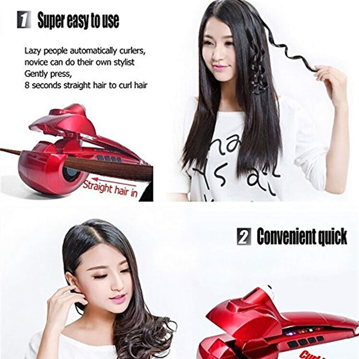 YITRUST Automatic Curling Iron Steam Hair Curler Ceramic Titanium Steamer Spray Spiral Rotating with LED Display(Black): Health & Personal Care