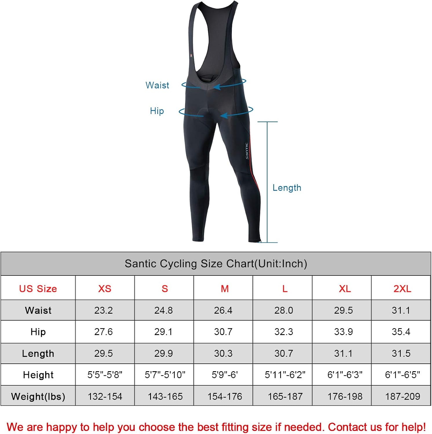Santic Cycling Bibs Pants Mens Long Tights 3D Padded Bike Legging: Clothing